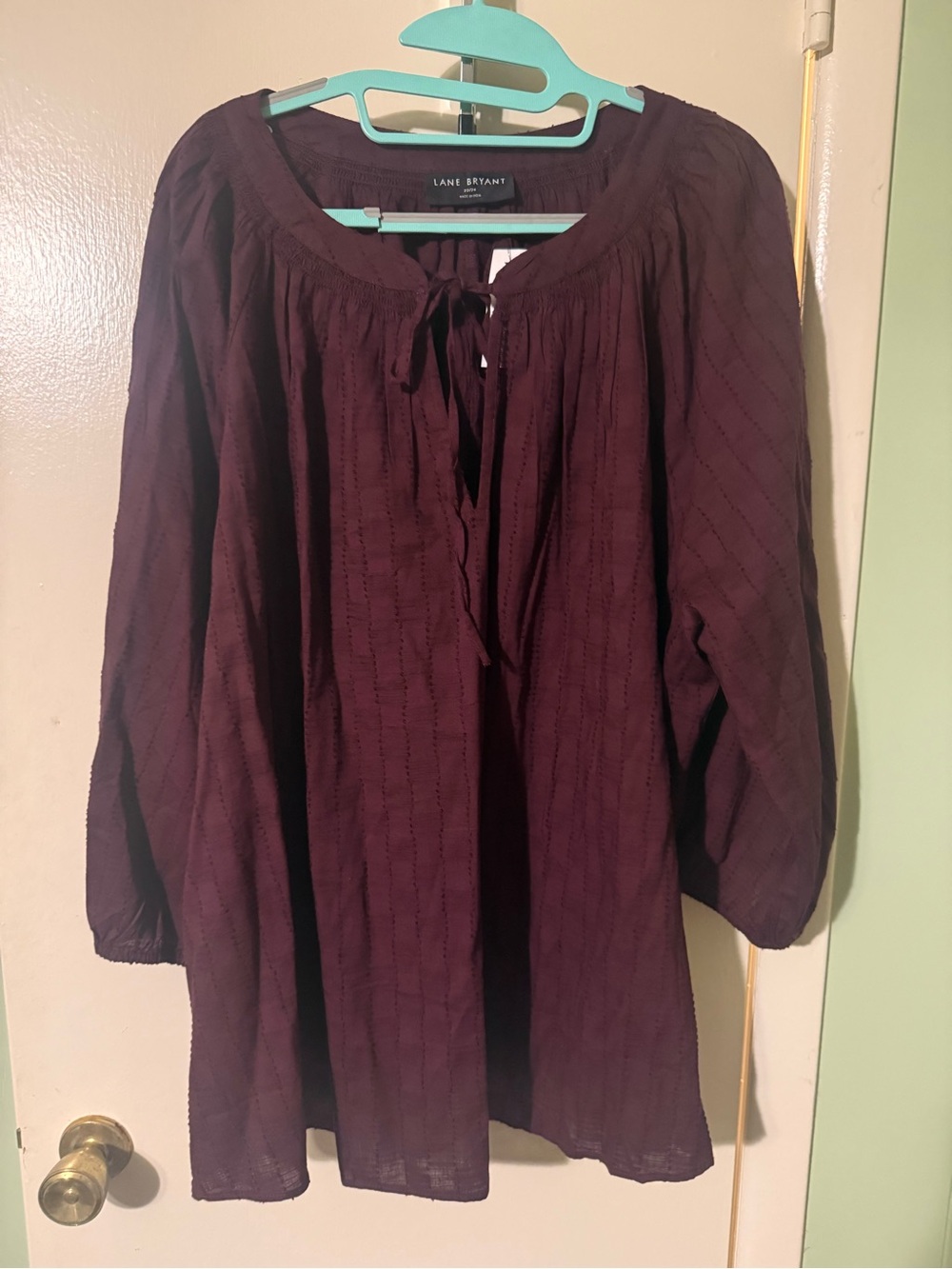 Lane Bryant Deep Plum Peasant Tunic Blouse